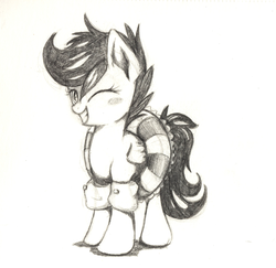 Size: 3321x3233 | Tagged: safe, artist:yellowrobin, scootaloo, pegasus, pony, g4, blushing, cute, cutealoo, female, filly, floaty, foal, folded wings, grayscale, high res, inner tube, life preserver, monochrome, one eye closed, pencil drawing, simple background, sketch, smiling, solo, traditional art, water wings, white background, wings, wink