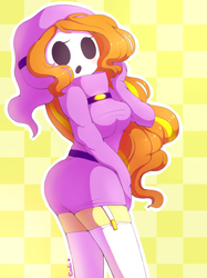 Size: 861x1150 | Tagged: safe, artist:riouku, adagio dazzle, shy guy, equestria girls, g4, clothes, cosplay, costume, crossover, female, shy gal, solo, super mario bros.