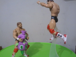 Size: 2560x1920 | Tagged: safe, spike, g4, abuse, action figure, arn anderson, bad pun, finisher, funko, irl, mattel, photo, spikeabuse, tag team, the brain busters, toy, wrestling, wwe, wwe legends, wwf