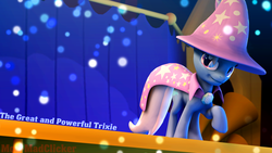 Size: 1280x720 | Tagged: safe, artist:mod-madclicker, trixie, pony, unicorn, g4, 3d, female, mare, solo, source filmmaker, stage