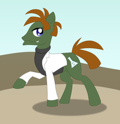 Size: 2614x2707 | Tagged: safe, artist:foxbeast, earth pony, human, pony, antagonist, crossover, disney, doctor heinz doofenshmirtz, high res, male, phineas and ferb, ponified, science, scientist, solo