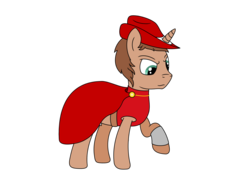 Size: 2338x1700 | Tagged: safe, artist:peternators, oc, oc only, oc:heroic armour, pony, unicorn, cape, clothes, colored, hat, paint.net, red mage, solo