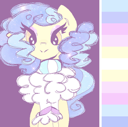 Size: 554x550 | Tagged: safe, artist:vivian reed, sapphire shores, earth pony, pony, g4, clothes, color palette challenge, female, looking at you, mare, oekaki, solo