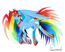 Size: 1280x1024 | Tagged: safe, artist:linamomoko, rainbow dash, alicorn, pony, g4, alicornified, concave belly, female, race swap, rainbowcorn, simple background, solo, transparent background