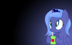 Size: 1392x870 | Tagged: safe, artist:staticwave12, princess luna, g4, female, filly, juice box, solo, wallpaper, woona