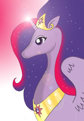 Size: 1024x1477 | Tagged: safe, artist:koku-chan, twilight sparkle, alicorn, pony, g4, ethereal mane, female, jewelry, older, solo, tiara, twilight sparkle (alicorn), wings