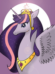 Size: 1024x1388 | Tagged: safe, artist:koku-chan, twilight sparkle, alicorn, pony, g4, female, jewelry, older, solo, starry mane, tiara, twilight sparkle (alicorn), wings