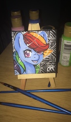 Size: 1080x1850 | Tagged: safe, artist:tomocreations, rainbow dash, g4, female, painting, solo, tiny