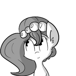Size: 792x792 | Tagged: safe, artist:tjpones, oc, oc only, oc:brownie bun, earth pony, pony, horse wife, animated, bust, cheek fluff, cute, ear fluff, female, gif, grayscale, headbob, mare, monochrome, simple background, solo, transparent background
