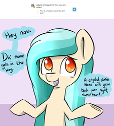 Size: 1200x1318 | Tagged: safe, artist:artguydis, oc, oc only, oc:floe, crystal pony, pony, ask disastral