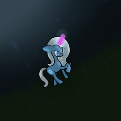 Size: 1000x1000 | Tagged: safe, artist:georgia67432, trixie, pony, unicorn, g4, crying, female, mare, rain, sad, solo