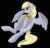 Size: 1054x1005 | Tagged: safe, artist:amazing-artsong, derpy hooves, pegasus, pony, g4, black background, commission, ear fluff, female, holding, mare, muffin, simple background, smiling, solo, spread wings, that pony sure does love muffins, wings