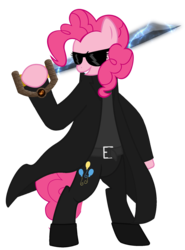 Size: 1455x1970 | Tagged: safe, artist:schoolboy b, pinkie pie, g4, clothes, female, solo, sword, trenchcoat