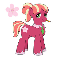 Size: 1650x1650 | Tagged: safe, artist:bico-kun, oc, oc only, oc:nickajack apple, androgynous, collar, cutie mark, freckles, necktie, offspring, parent:big macintosh, parent:cheerilee, parents:cheerimac, pencil, simple background, solo, unshorn fetlocks, white background