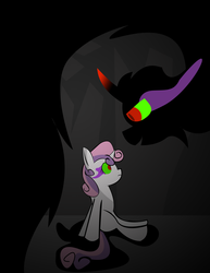 Size: 2550x3300 | Tagged: safe, artist:skyflys, king sombra, sweetie belle, umbrum, g4, corrupted, foal, high res, sombra eyes