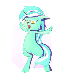 Size: 1200x1400 | Tagged: safe, artist:cheshiresdesires, lyra heartstrings, cat, pony, g4, abstract background, bipedal, female, open mouth, solo, species swap