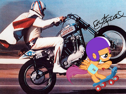 Size: 1200x900 | Tagged: safe, scootaloo, g4, evel knievel, motorcycle