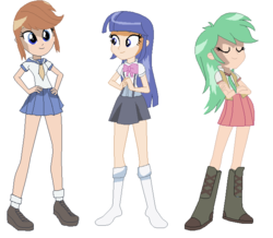 Size: 664x580 | Tagged: safe, artist:diamond23jewel, equestria girls, g4, boots, clothes, equestria girls-ified, higurashi no naku koro ni, mion sonozaki, rena ryuugu, rika furude, shoes, skirt, when the cicadas cry