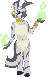 Size: 3000x4757 | Tagged: safe, artist:theshadowstone, zecora, zebra, anthro, g4, belly button, enchantress, female, magic, midriff, simple background, solo, transparent background