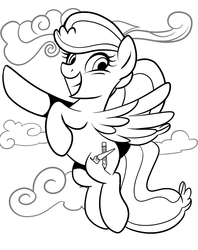 Size: 1023x1289 | Tagged: safe, artist:trish forstner, oc, oc only, oc:blank canvas, bronycon, bronycon 2015, bronycon mascots, cloud, cloudy, coloring book, coloring page, cute, monochrome, sky, solo