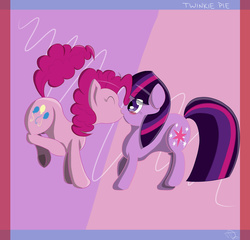 Size: 3125x3000 | Tagged: safe, artist:fortimpression, pinkie pie, twilight sparkle, earth pony, pony, unicorn, g4, cute, duo, female, high res, kiss on the lips, kissing, lesbian, mare, ship:twinkie, shipping, unicorn twilight