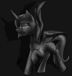 Size: 3715x3885 | Tagged: safe, artist:dombrus, princess luna, g4, crying, fate worse than death, high res, i have no mouth and i must scream, implied tyrant celestia, inanimate tf, petrification, s1 luna, story included, transformation, unwilling transformation