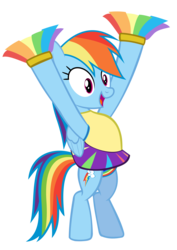 Size: 1974x2792 | Tagged: safe, artist:megarainbowdash2000, rainbow dash, pegasus, pony, g4, bipedal, cheerleader, clothes, female, mare, open mouth, panties, rainbow underwear, raised hoof, simple background, skirt, solo, standing on two hooves, transparent background, underwear, upskirt