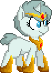 Size: 376x528 | Tagged: safe, artist:minus, artist:quarantinedchaoz, oc, oc only, oc:deep blue, pony, unicorn, foal quest, choker, circlet, clothes, cute, foal, pixel art, shoes, solo