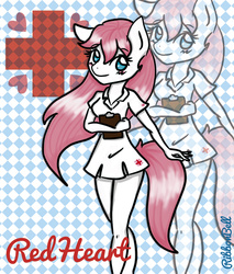 Size: 1000x1172 | Tagged: safe, artist:ribbonbell, nurse redheart, anthro, g4, clothes, dress, female, long hair, no pony tail, skirt, solo