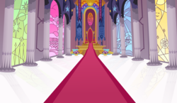 Size: 10000x5800 | Tagged: safe, artist:magister39, absurd resolution, background, canterlot, canterlot throne room, flower, no pony, pillar, scenery, stained glass, throne, throne room, window