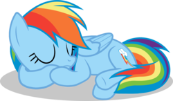 Size: 1806x1058 | Tagged: safe, artist:shutterflyeqd, rainbow dash, pegasus, pony, g4, cute, dashabetes, eyes closed, female, folded wings, lying down, prone, simple background, sleeping, solo, transparent background, vector, wings