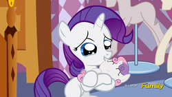 Size: 1920x1080 | Tagged: safe, artist:shutterflyeqd, rarity, sweetie belle, pony, g4, baby, baby belle, baby pony, crying, cute, daaaaaaaaaaaw, diasweetes, discovery family logo, fake, fake screencap, faker than a three dollar bill, female, filly, filly rarity, foal, newborn, raribetes, sisters, tears of joy, weapons-grade cute, younger