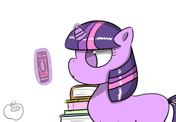 Size: 1480x1024 | Tagged: safe, artist:an-honest-appul, twilight sparkle, g4, book, female, filly, solo, younger