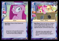 Size: 599x418 | Tagged: safe, enterplay, apple bloom, applejack, granny smith, pinkie pie, equestrian odysseys, g4, my little pony collectible card game, apples to the core, card, ccg, pinkamena diane pie, the art of fun
