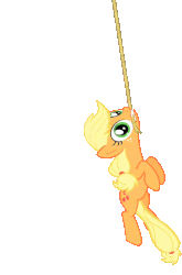 Size: 474x720 | Tagged: safe, screencap, applejack, pony, g4, look before you sleep, animated, background removed, female, rope, silly, silly pony, simple background, solo, swinging, swingjack, transparent background, who's a silly pony