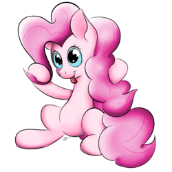 Size: 3000x3000 | Tagged: safe, artist:ironheart3498, pinkie pie, earth pony, pony, g4, female, high res, silly, silly pony, simple background, sitting, solo, tongue out, transparent background