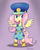 Size: 809x1000 | Tagged: safe, artist:empyu, admiral fairy flight, fluttershy, anthro, g4, testing testing 1-2-3, ancient wonderbolts uniform, chibi, clothes, costume, dress, female, solo