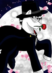 Size: 1024x1450 | Tagged: safe, artist:masqueradeofthenight, pony, ponified, sailor moon (series), solo, tuxedo mask