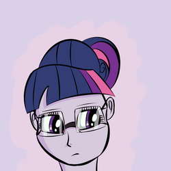 Size: 2024x2024 | Tagged: safe, artist:ivacatherianoid, sci-twi, twilight sparkle, equestria girls, g4, my little pony equestria girls: friendship games, bust, canterlot high, crystal prep shadowbolts, female, glasses, high res, solo, style emulation