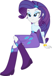 Size: 6000x8630 | Tagged: safe, artist:macs44, rarity, equestria girls, g4, .svg available, absurd resolution, bedroom eyes, boots, clothes, female, shoes, simple background, sitting, skirt, solo, transparent background, vector, wristband