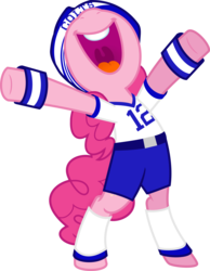 Size: 3000x3861 | Tagged: safe, artist:nstone53, pinkie pie, earth pony, pony, g4, american football, andrew luck, bipedal, clothes, female, gridiron football, high res, indianapolis colts, nfl, nose in the air, simple background, solo, super bowl, super bowl xlix, that was fast, transparent background, vector