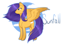 Size: 1500x868 | Tagged: safe, artist:heartscharm, oc, oc only, oc:sunfall, pegasus, pony, /foe/, solo, windswept mane