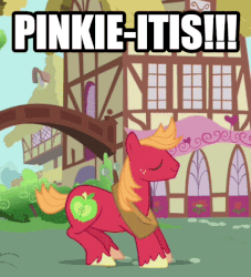 Size: 540x595 | Tagged: safe, screencap, big macintosh, earth pony, pony, g4, hearts and hooves day (episode), season 2, animated, behaving like pinkie pie, bouncing, cute, eyes closed, hearts and hooves day, image macro, macabetes, male, meme, pepe le pew, pronking, smiling, stallion