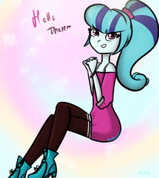 Size: 1892x2124 | Tagged: safe, artist:katedoof, sonata dusk, equestria girls, g4, dialogue, female, smiling, solo