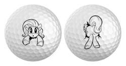 Size: 540x284 | Tagged: safe, artist:tsitra360, fluttershy, g4, female, golf ball, monochrome, solo