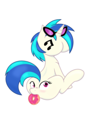 Size: 724x1024 | Tagged: safe, artist:joey darkmeat, edit, dj pon-3, vinyl scratch, pony, unicorn, background pony, blushing, butt, buttface, cutie mark, donut, female, food, hooves, horn, mare, mouthbutt, op is on drugs, plot, simple background, solo, sunglasses, transparent background, vector, wat, what has magic done