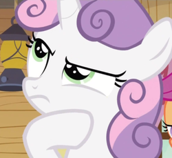 Size: 389x356 | Tagged: safe, scootaloo, sweetie belle, g4, lantern, reaction image, thinking