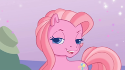 Size: 1280x720 | Tagged: safe, edit, edited screencap, screencap, pinkie pie (g3), g3, g3.5, twinkle wish adventure, female, lidded eyes, solo