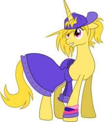 Size: 5072x5961 | Tagged: safe, artist:inuhoshi-to-darkpen, oc, oc only, oc:sunshine, pony, unicorn, absurd resolution, clothes, hat, hoodie, simple background, solo, transparent background, vector