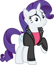 Size: 3372x4071 | Tagged: safe, artist:datnaro, artist:nickman983, artist:sebisscout1997, rarity, sunset shimmer, pony, unicorn, g4, 50's fashion, 50s, clothes, costume swap, cutie mark, female, greaser, jacket, leather jacket, mare, raised hoof, simple background, solo, transparent background, tunnel snakes, tunnel snakes rule, vector